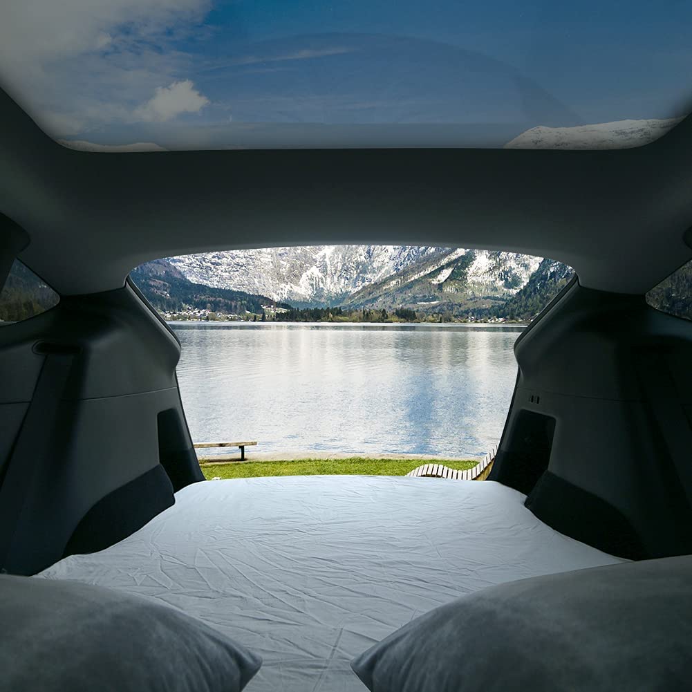 Tesla camping sleeping in tesla Model Y mattess-Tescamp