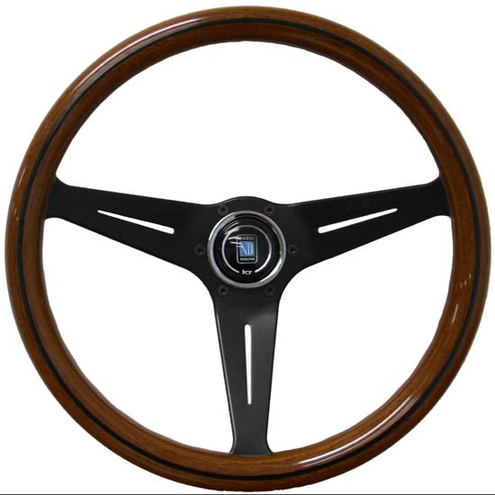 Nardi Steering Wheel Deep Dish Corn 350 mm Mahogany Wood With Black Spokes Classic Horn Button